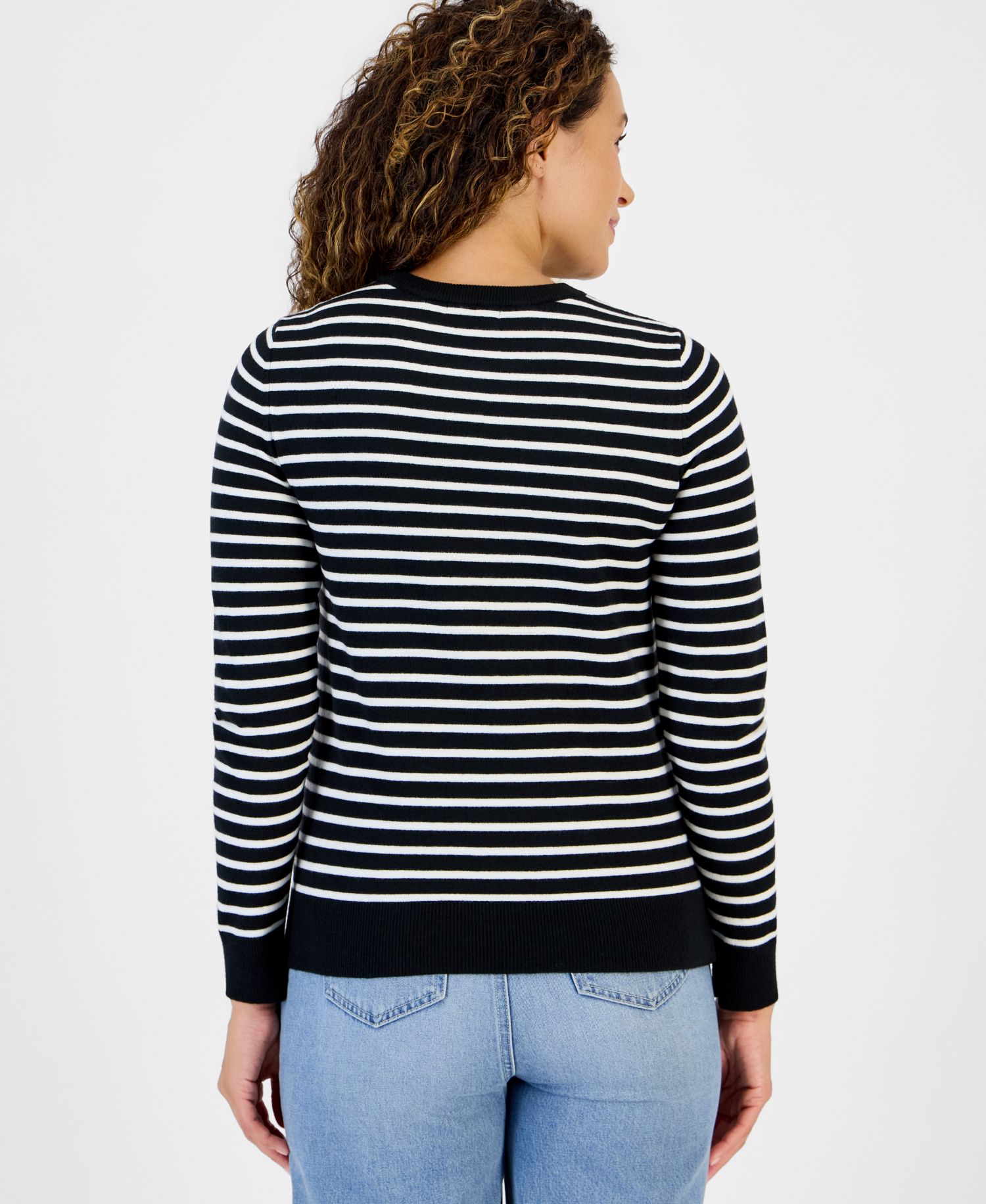 Petite Simple Stripe Crewneck Pullover Sweater