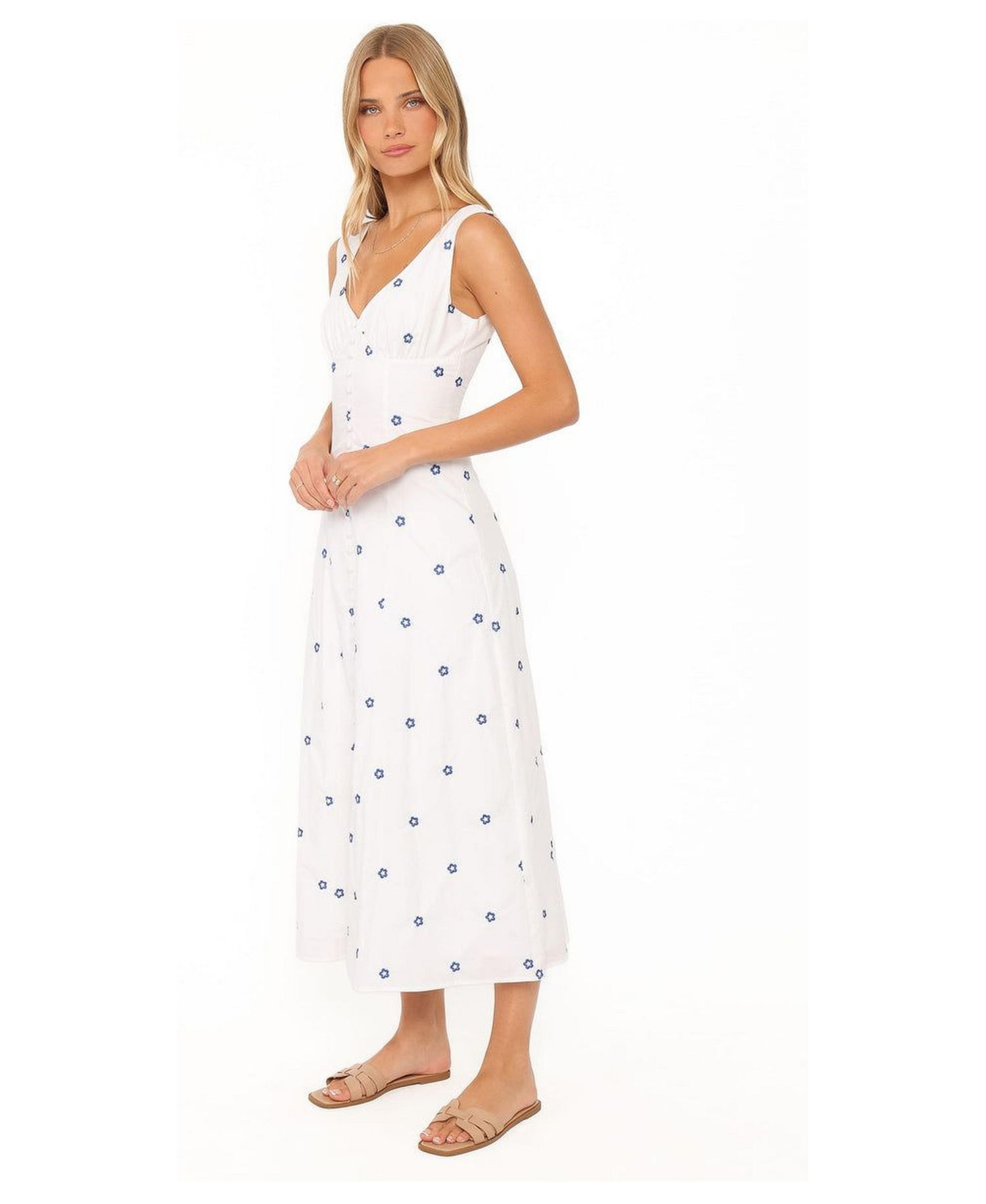 Women's Luellen V-Neck Sleeveless Floral-Print Midi Dress