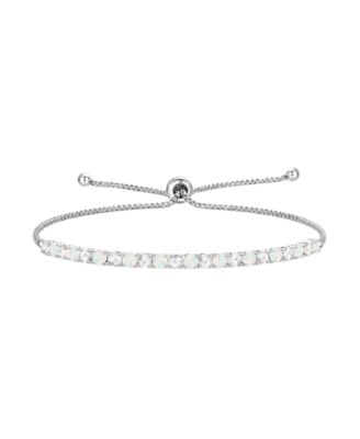 Lab-Grown Opal (7/8 ct. t.w.) & Lab-Grown White Sapphire (1-1/10 ct. t.w.) Bolo Bracelet in Sterling Silver (Also available in Lab-Grown Ruby, Emerald, Sapphire, and Pink Sapphire)