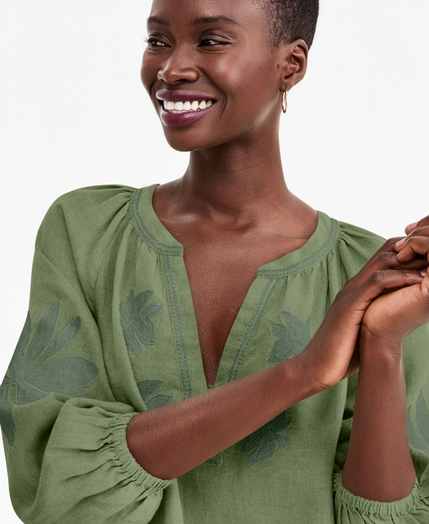 Women's Delave Linen Appliqu&eacute; Shift Dress