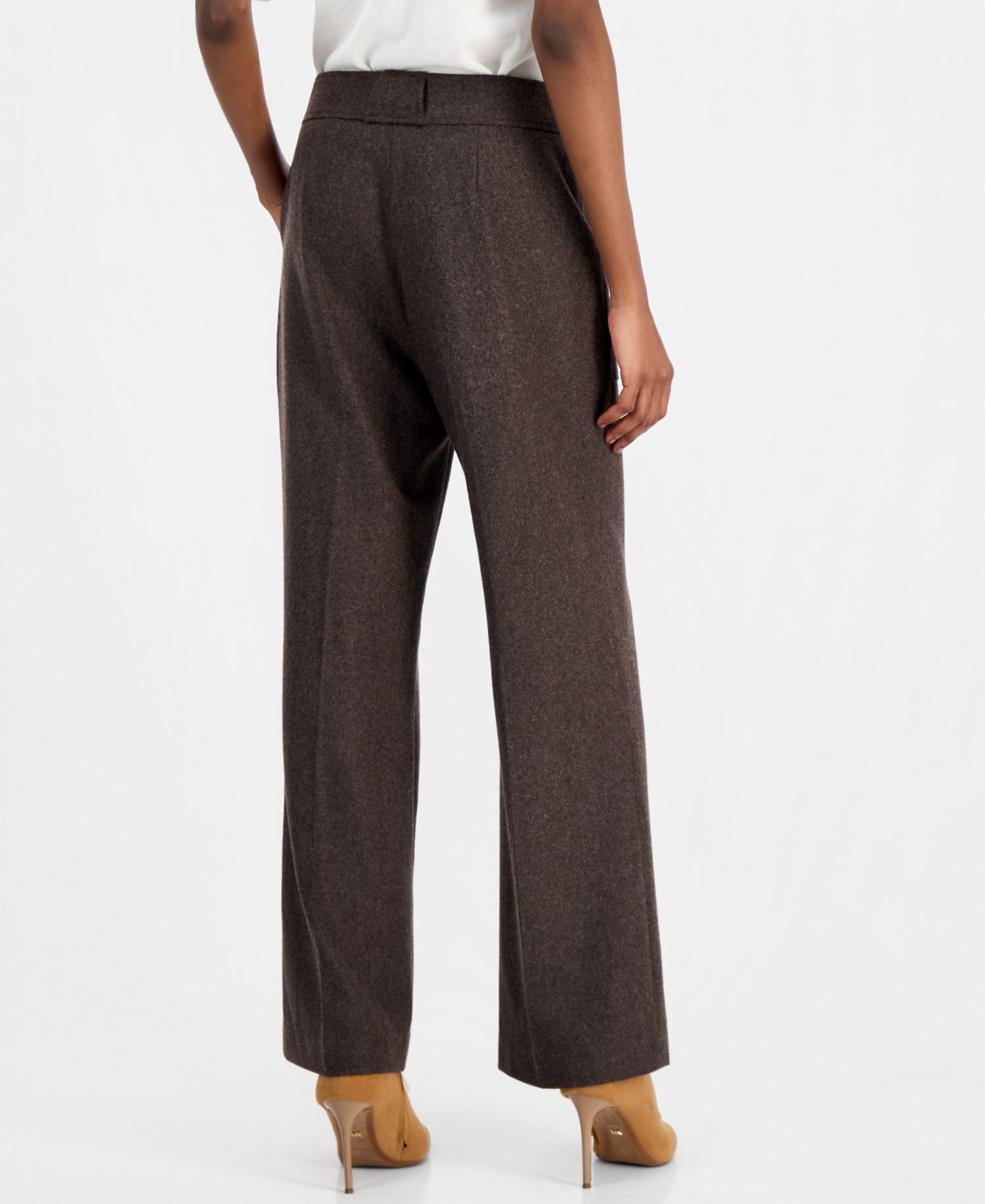 Women's Natalie Wide-Leg High-Waisted Pleated Wool-Blend Pants