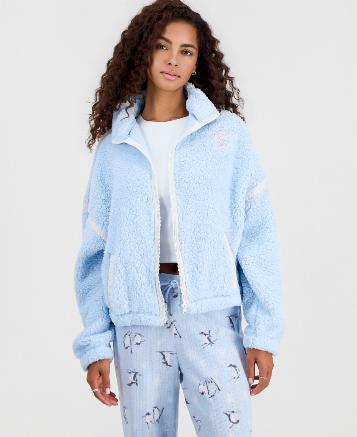 Hippie Rose Juniors' Funnel Neck Sherpa Jacket