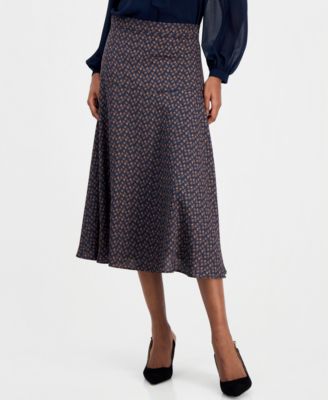 Women's A-Line Midi High-Waisted Skirt