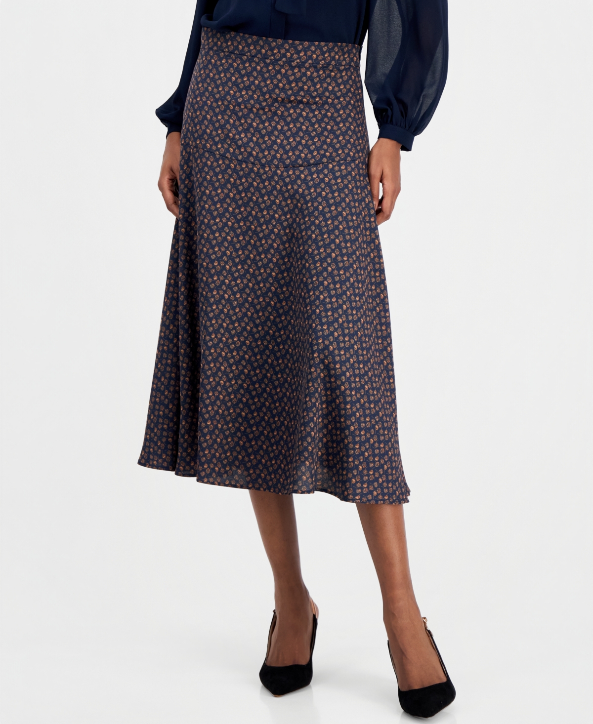 Emme Marella Women's A-Line Midi High-Waisted Skirt
