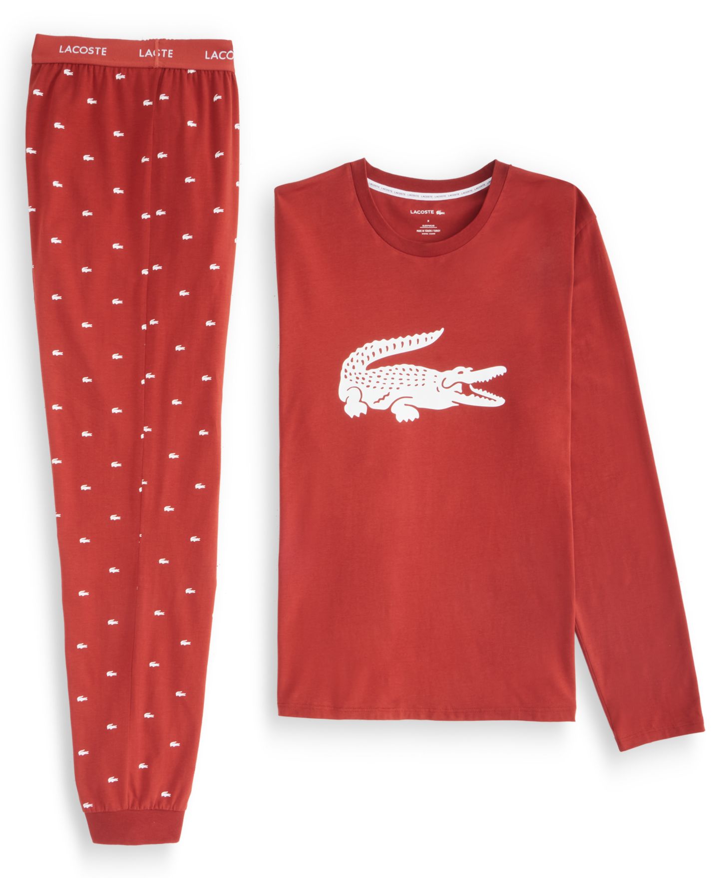 Пижамный комплект для мужчин, джерси, 2 предмета — Lacoste, цвет: Carmine — фото 3