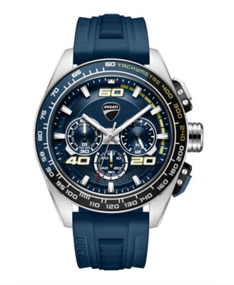 Men's Quartz Chronograph Blue Silicone Strap Watch 44mm
