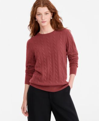 Women's Cable-Knit Crewneck 100% Cashmere Sweater