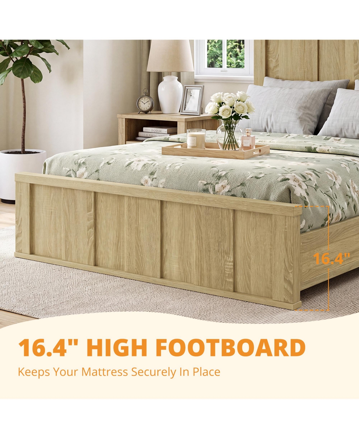 Gaomon Wood Panel Platform Bed Frame with Slat Support System