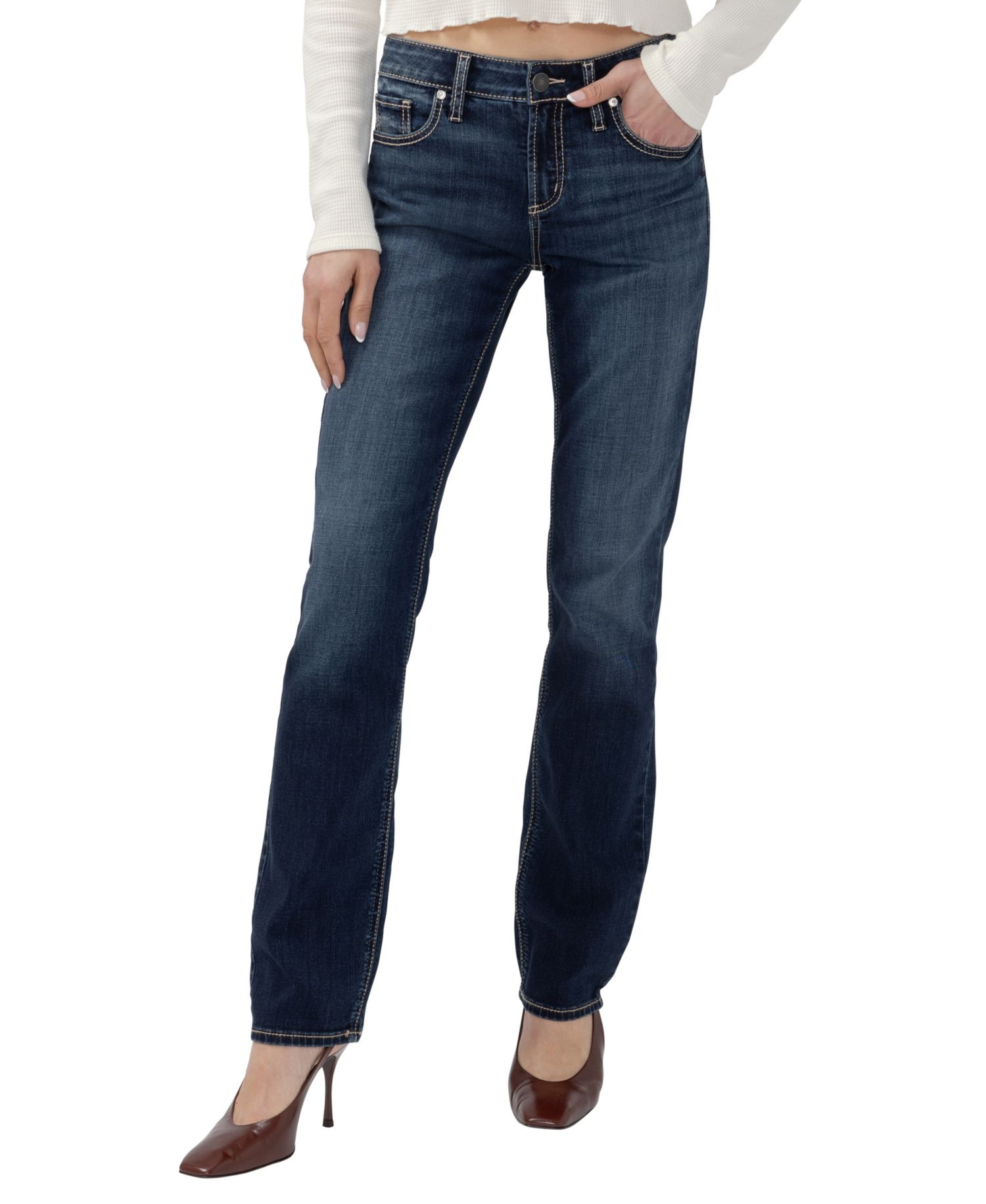 Women's Elyse Mid-Rise Straight-Leg Jeans
