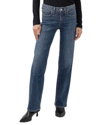 Women's Suki Straight Rhinestone Mid-Rise Jeans