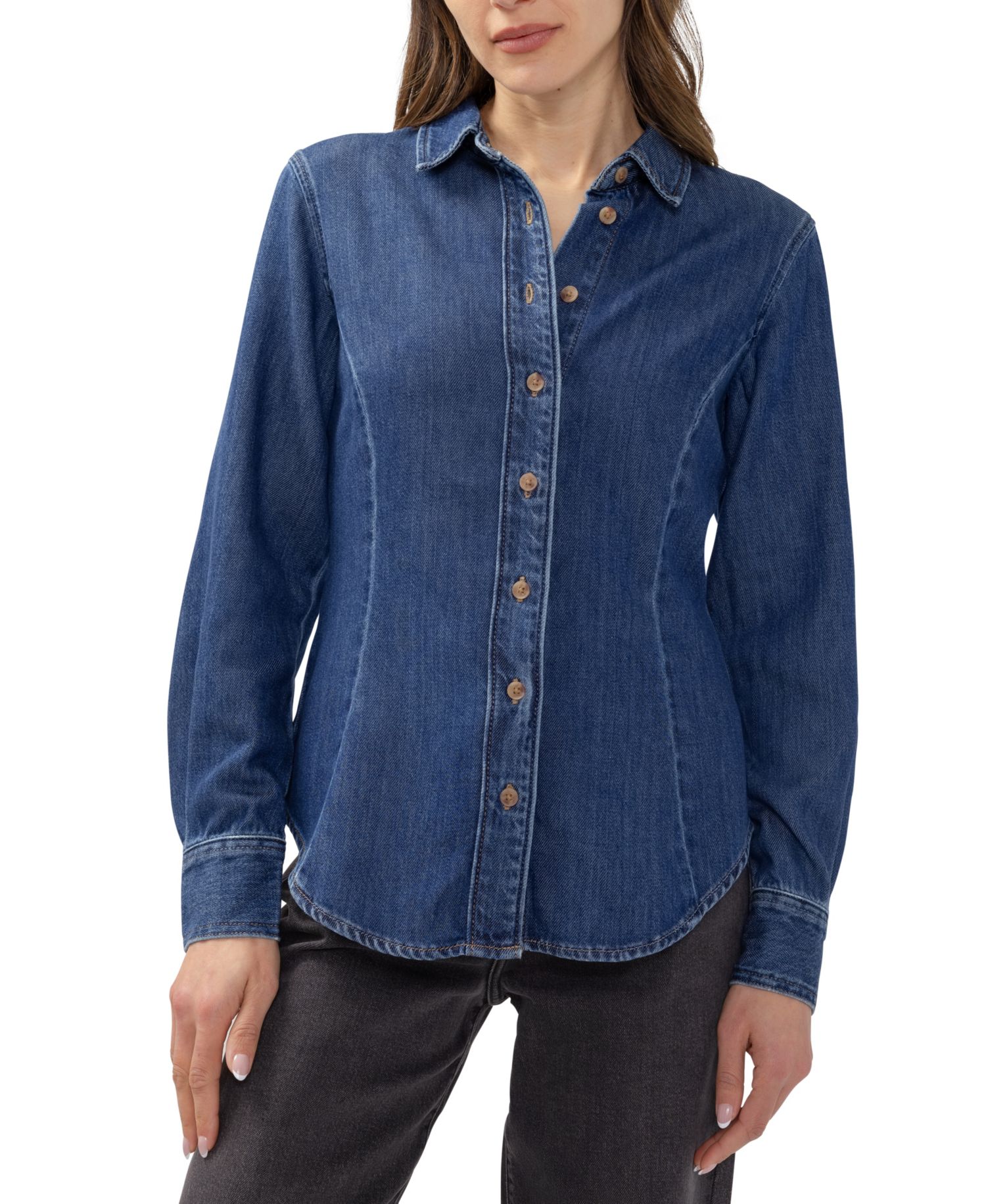 Women's Angie Denim Button-Up Long Sleeve Shirt