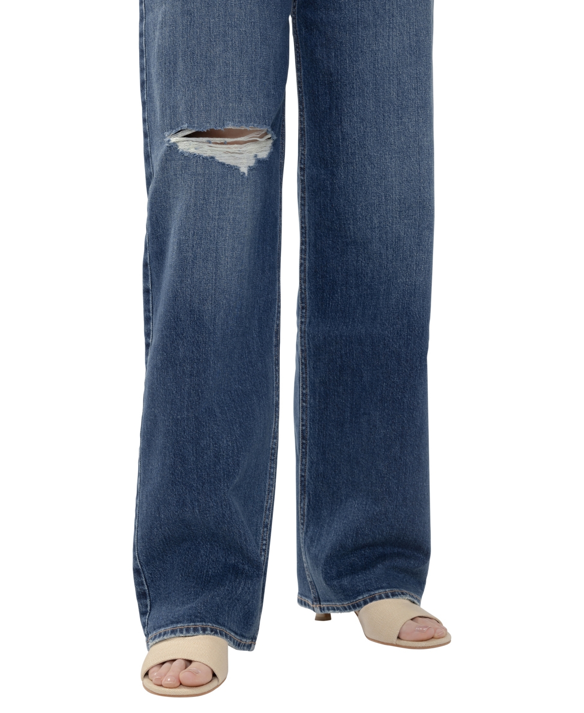 Silver Jeans Co. Women's Loose & Low Wide-Leg Low-Rise Ripped Knee