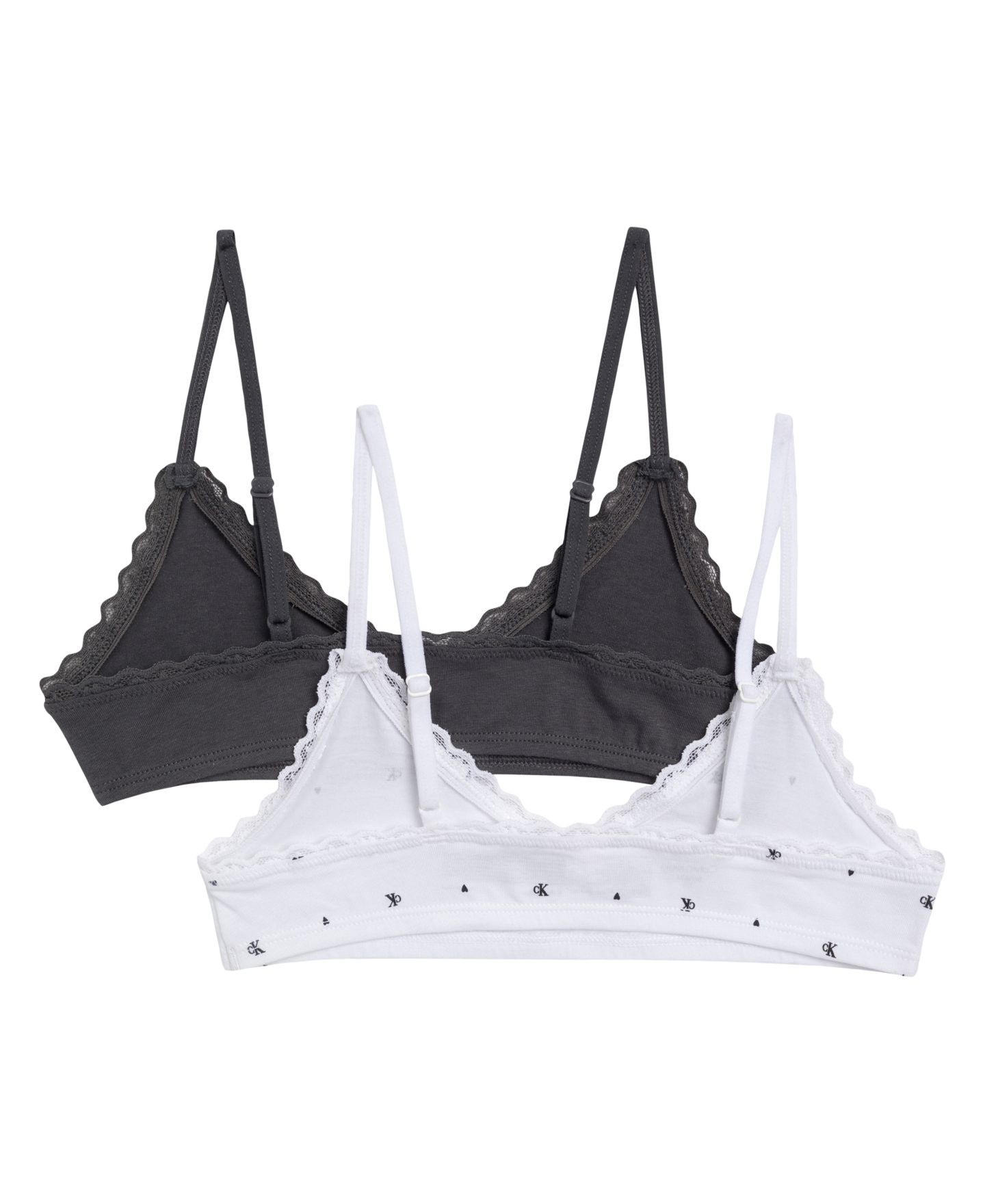 Бра, треугольные чашки, хлопок, кружево, 2 шт. — Calvin Klein, цвет: Чёрный / Белый — фото 2