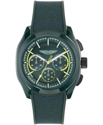 Men's Quartz Three-Hand Round Green Silicone Strap Watch 42mm
