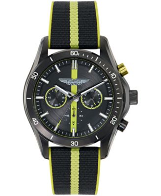 Men's Quartz Three-Hand Black Fabric Strap Watch 45mm