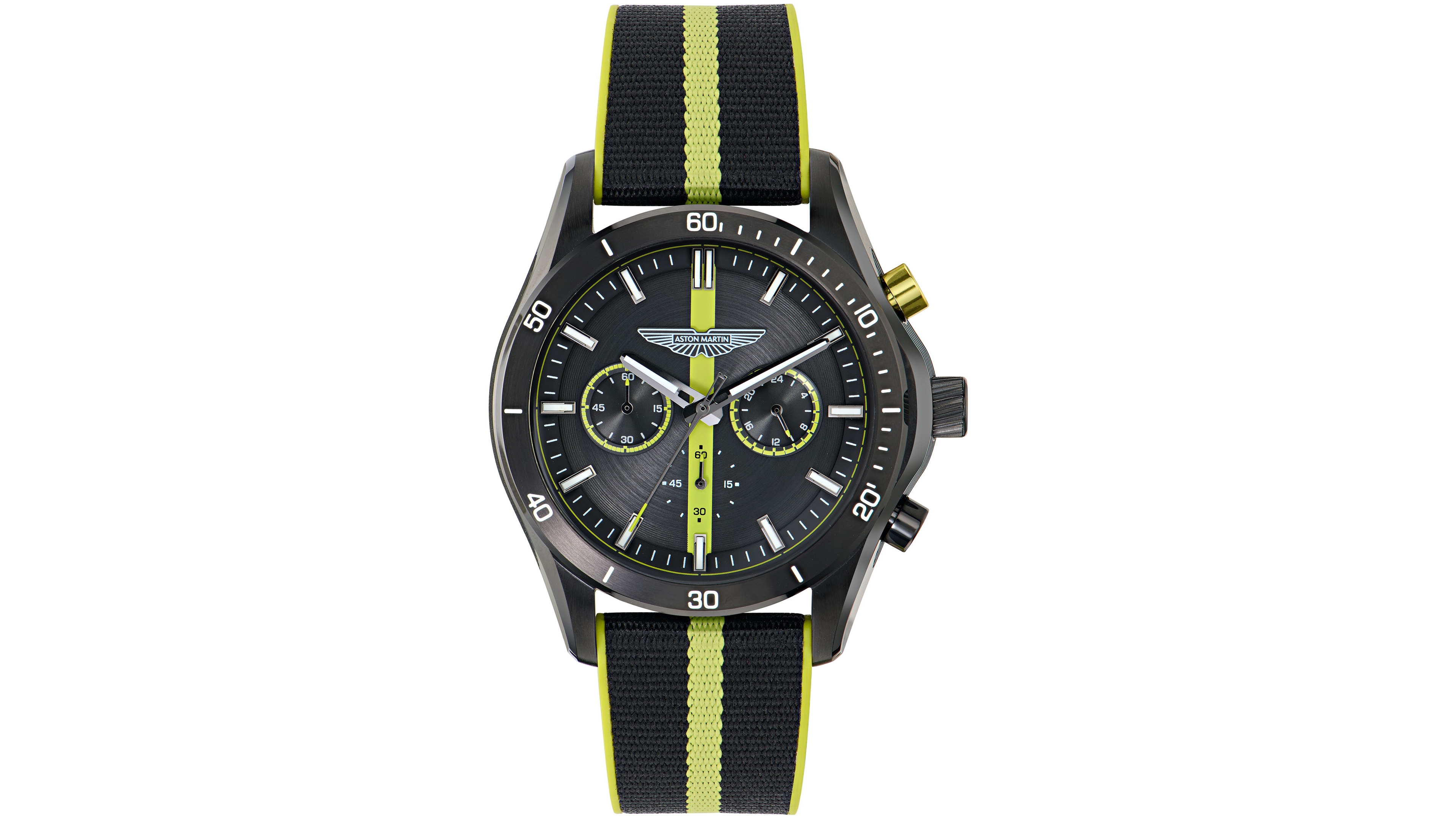 Aston Martin Men's Quartz Three-Hand Black Fabric Strap Watch 45mm