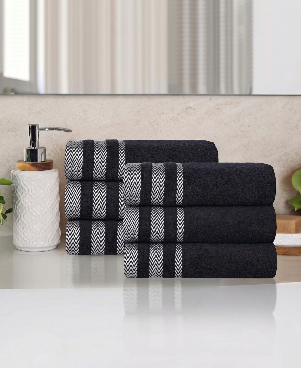 Superior Hays Cotton Absorbent Quick Dry 6-Piece Hand Towel Set