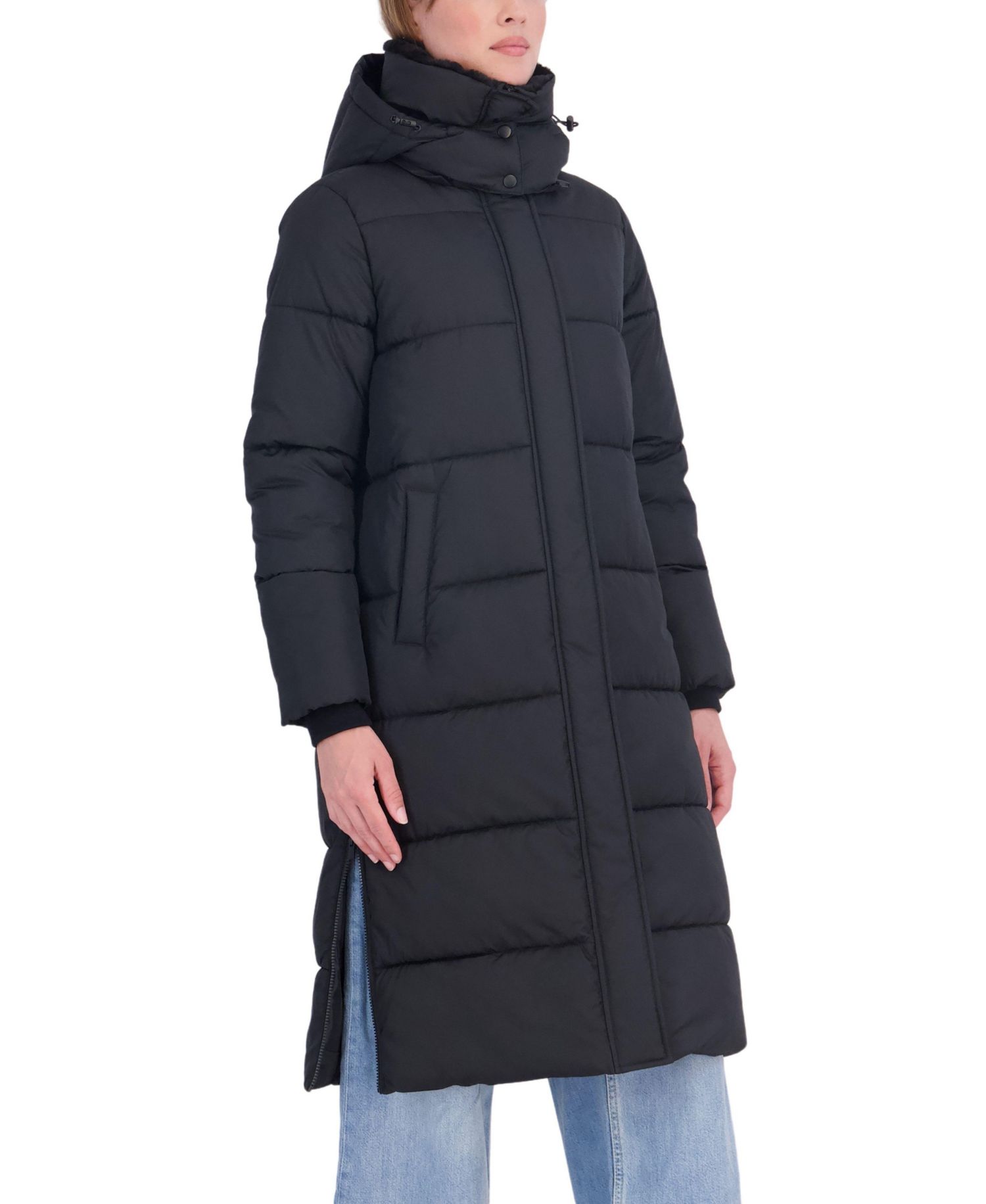 Women's Long Hooded Faux Fur Trimmed Puffer Coat