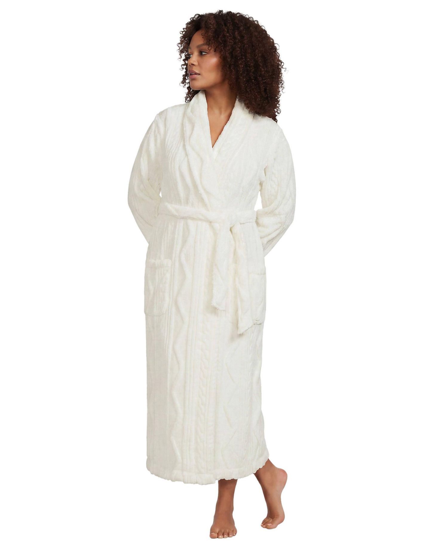 Plus Size Cable-Knit Plush Robe