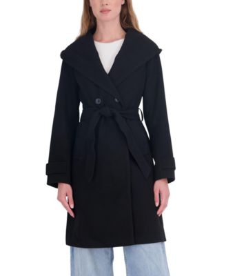 Women's Hooded Double-Breasted Belted Coat