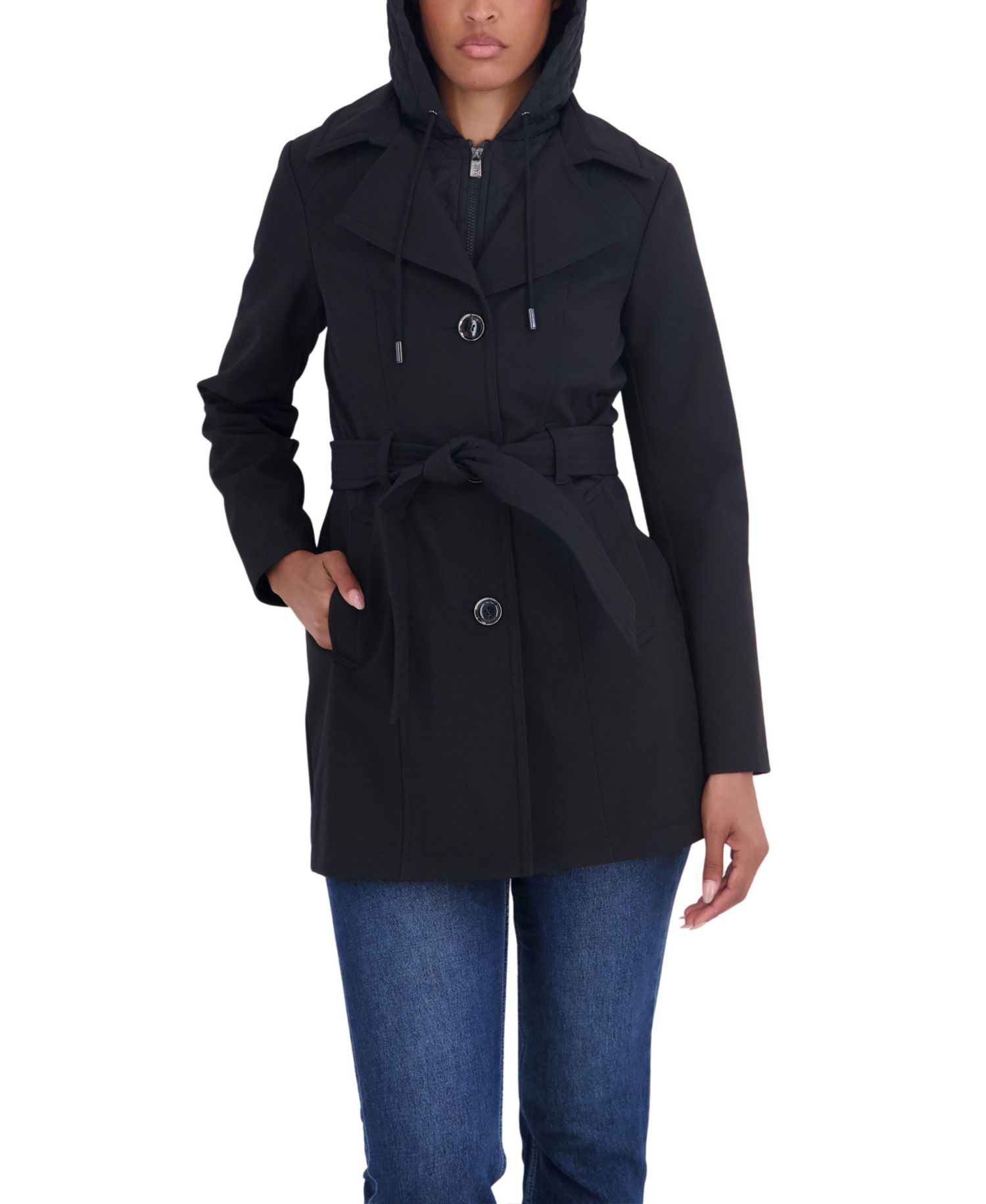 Women's Hooded Softshell Trench Coat