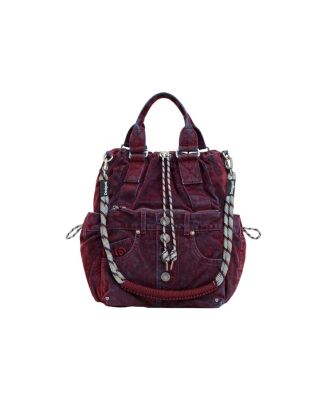 Women's medium multi-position denim velvet backpack