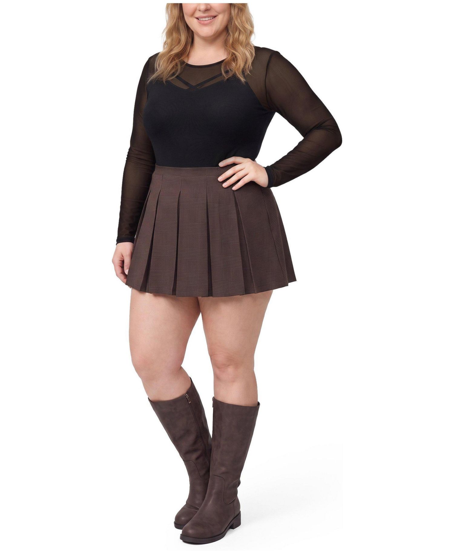 Plus Size Mesh Long-Sleeve Top