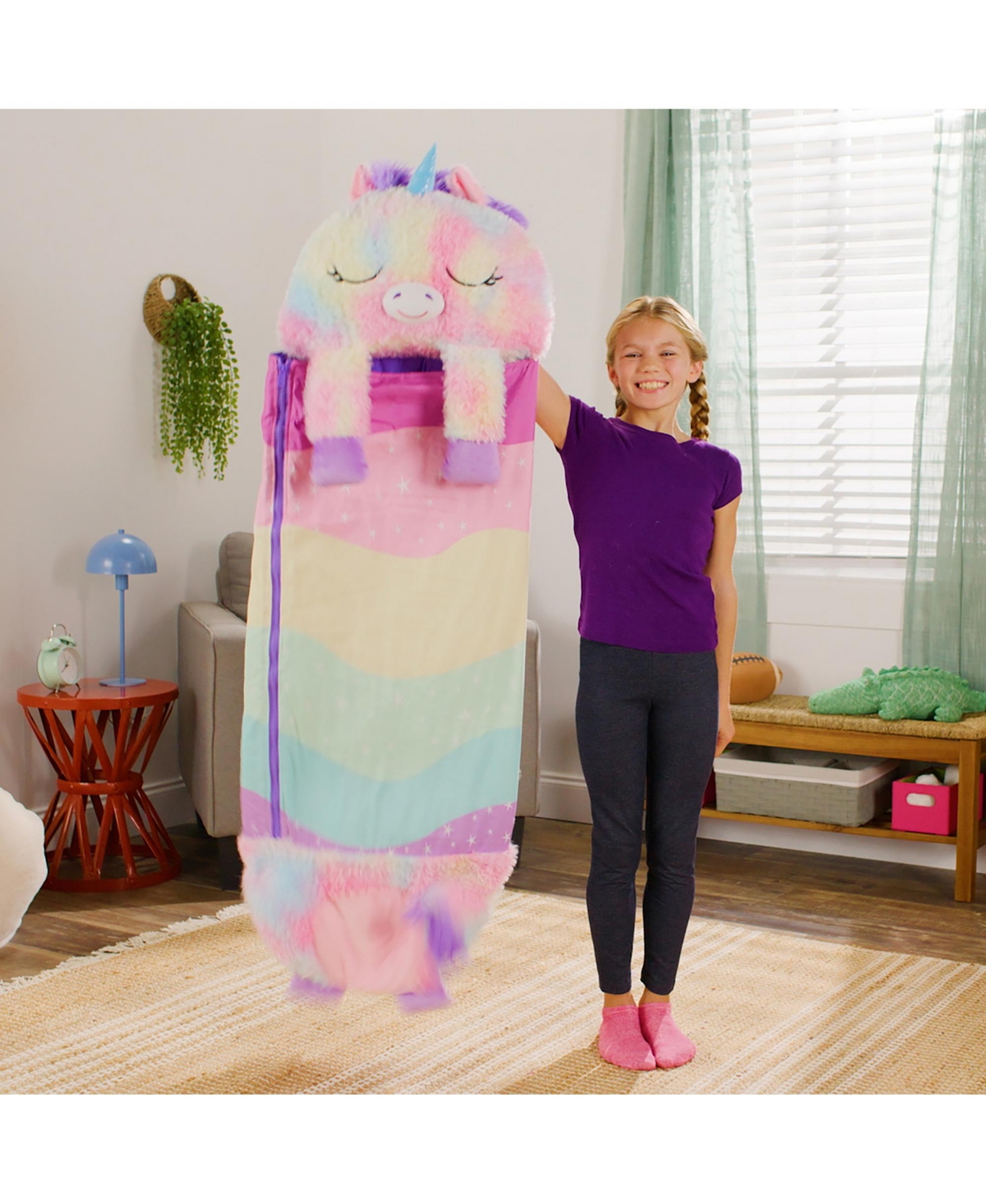 Happy Nappers Rainbow Unicorn Large 2-In-1 Pillow and Sleepy Sack