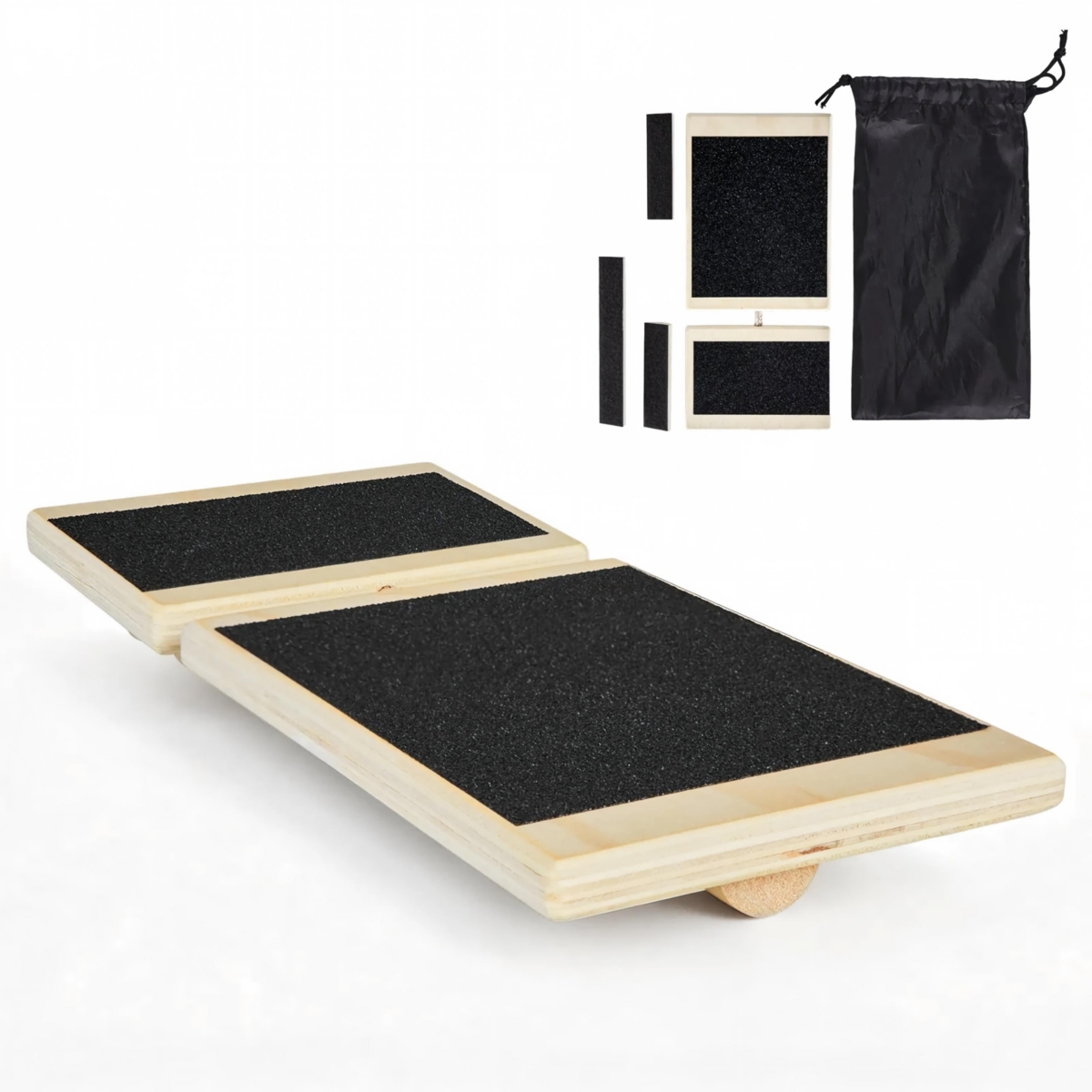 Sugift Compact Wooden Foot and Ankle Balance Board Wobble Trainer with Storage Bag