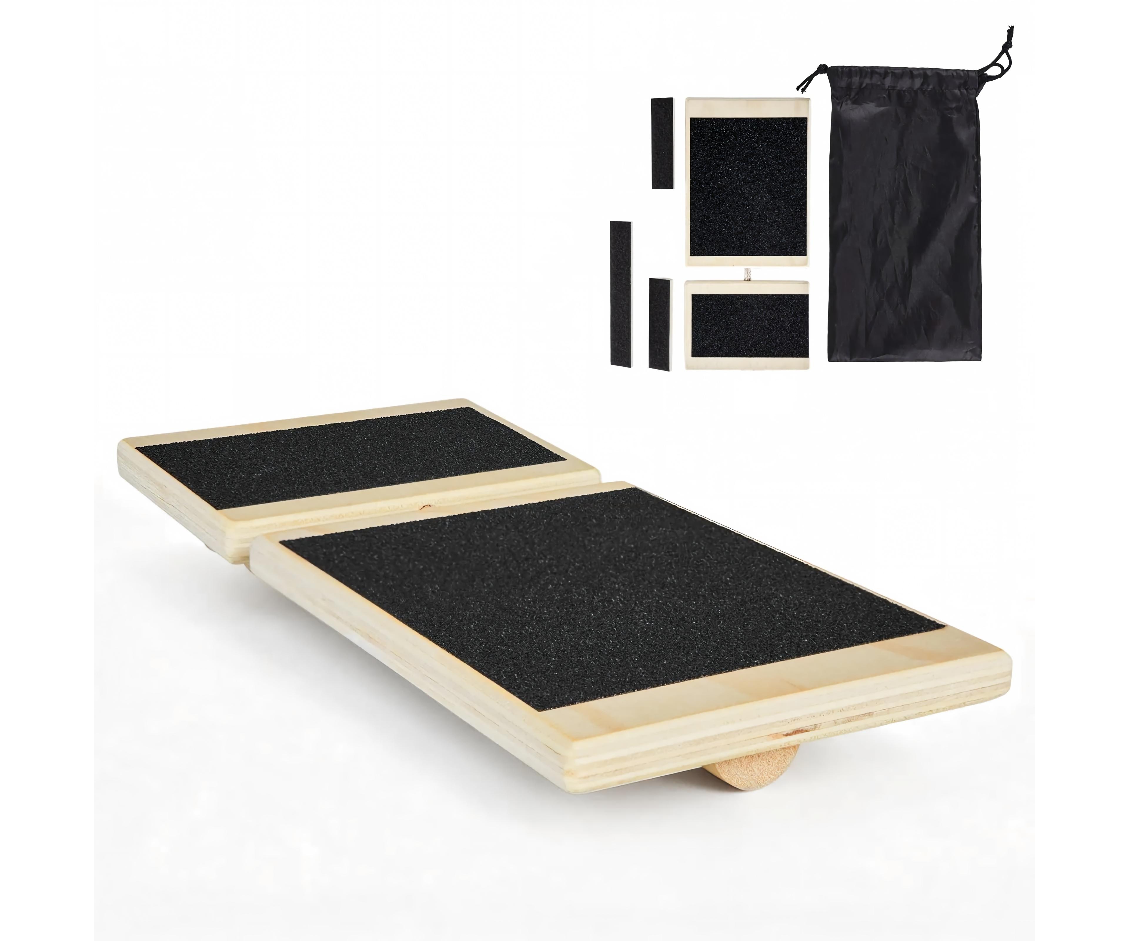 Sugift Compact Wooden Foot and Ankle Balance Board Wobble Trainer with Storage Bag