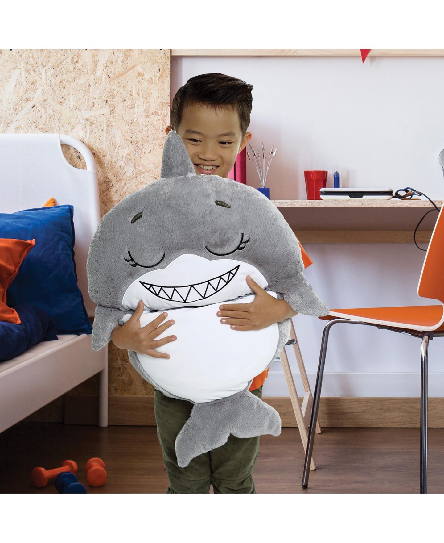Детские мягкие игрушки Happy Nappers Shark Medium Weighted Pillow and Sleepy Sack, 54"L x 20"W — фото 10