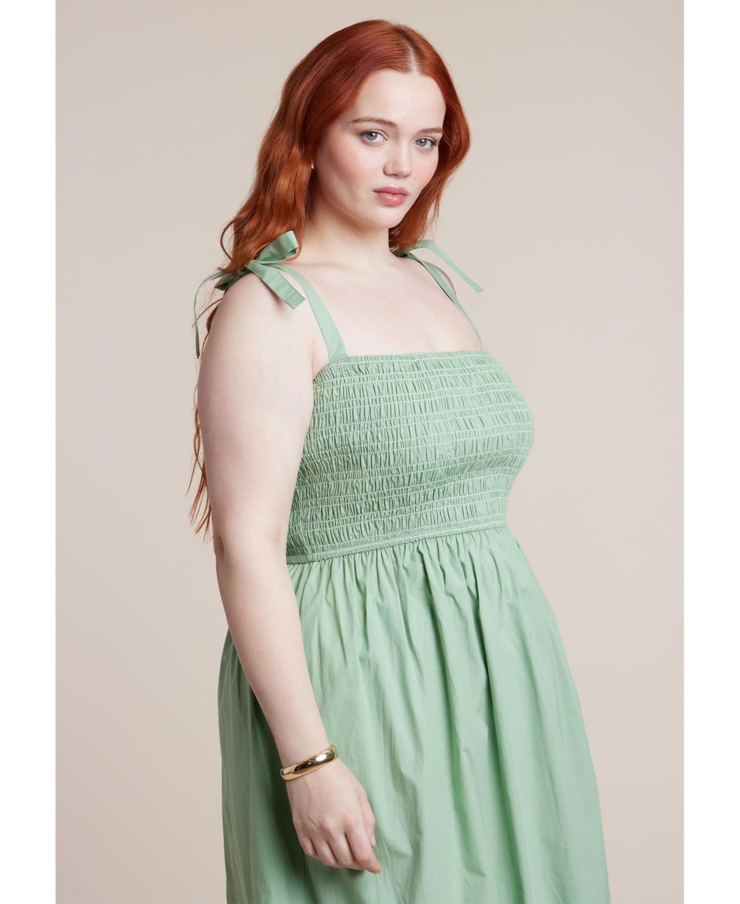 Women's Plus Size Smocked Bodice Maxi Dress
