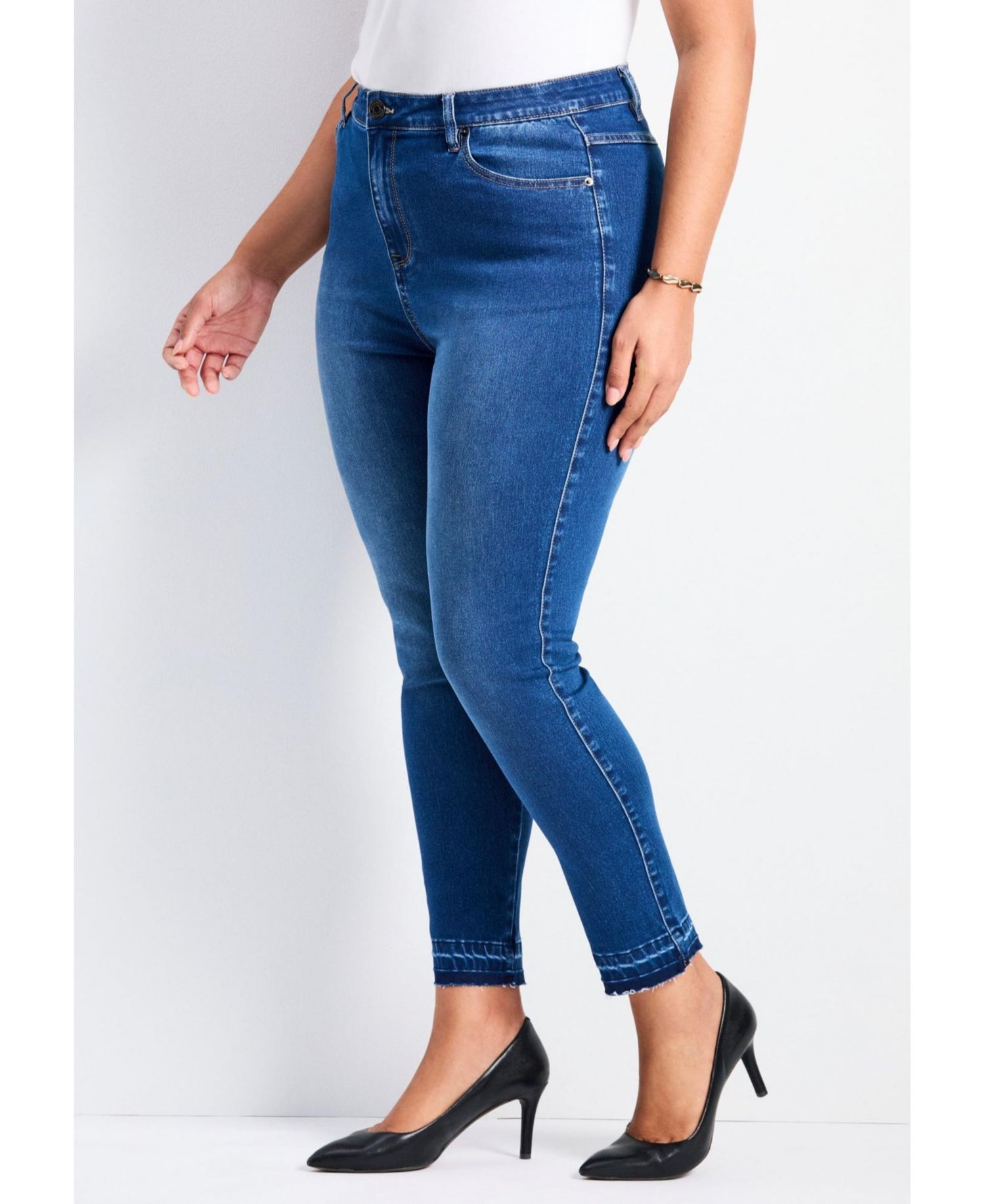 Women's Plus Size Butter Skinny Frayed Hem Jean