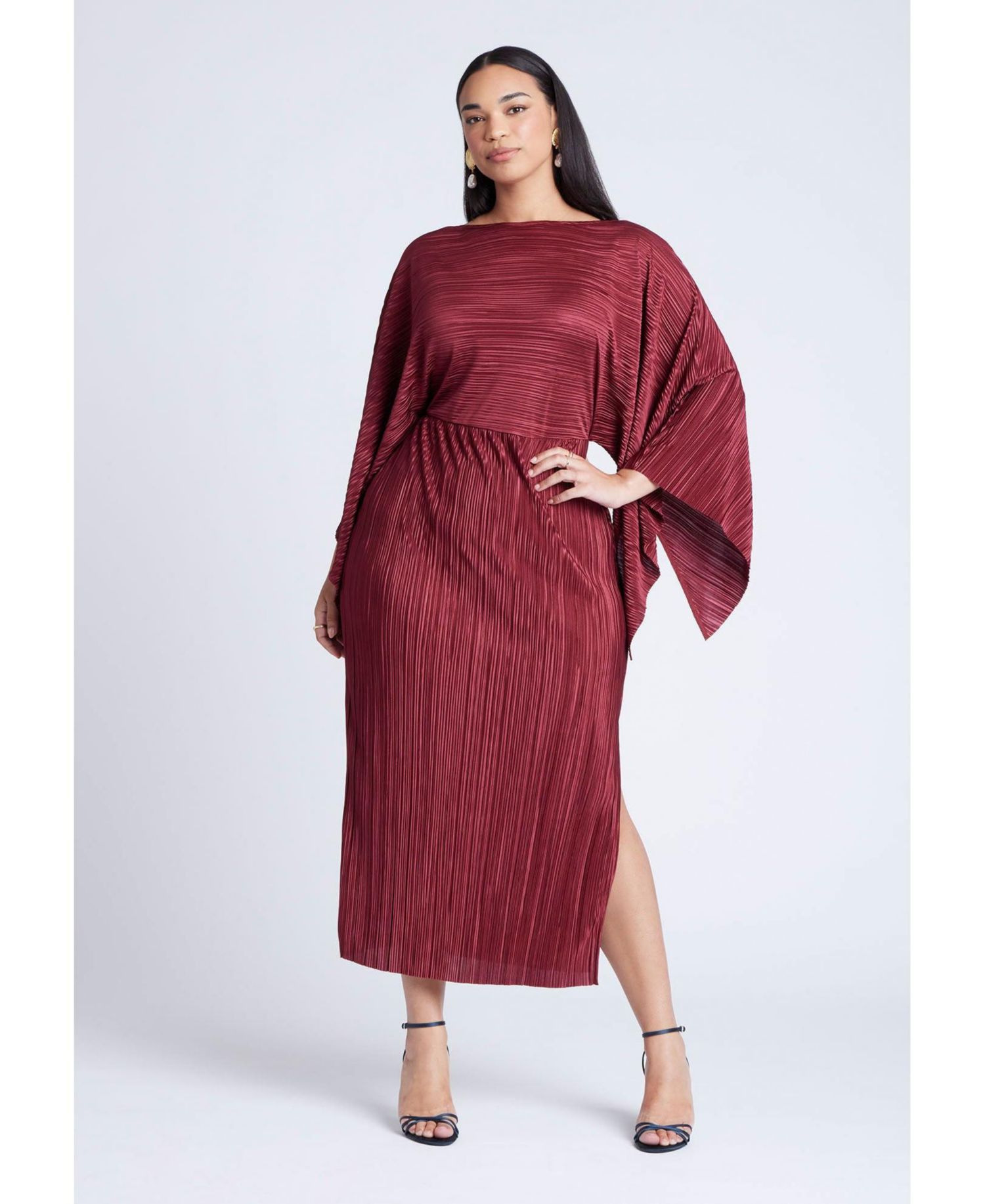Women's Plus Size Cape Effect Plisse Dress