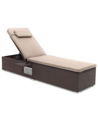 Patio Chaise Lounge w/ 6-level Backrest Comfy Seat Cushion and Headrest Backyard