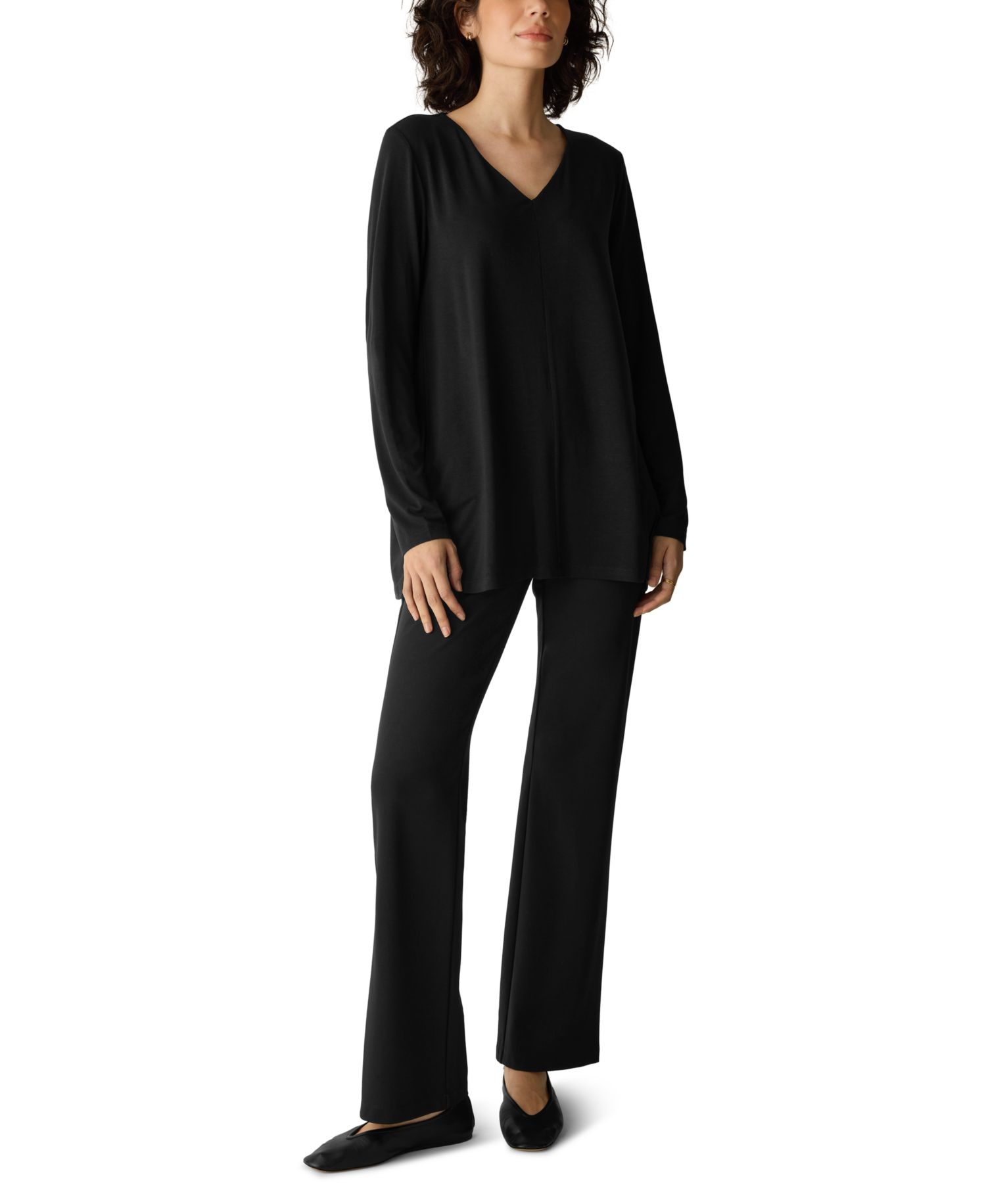 Women's Lyocell V-Neck Long-Sleeve Tunic