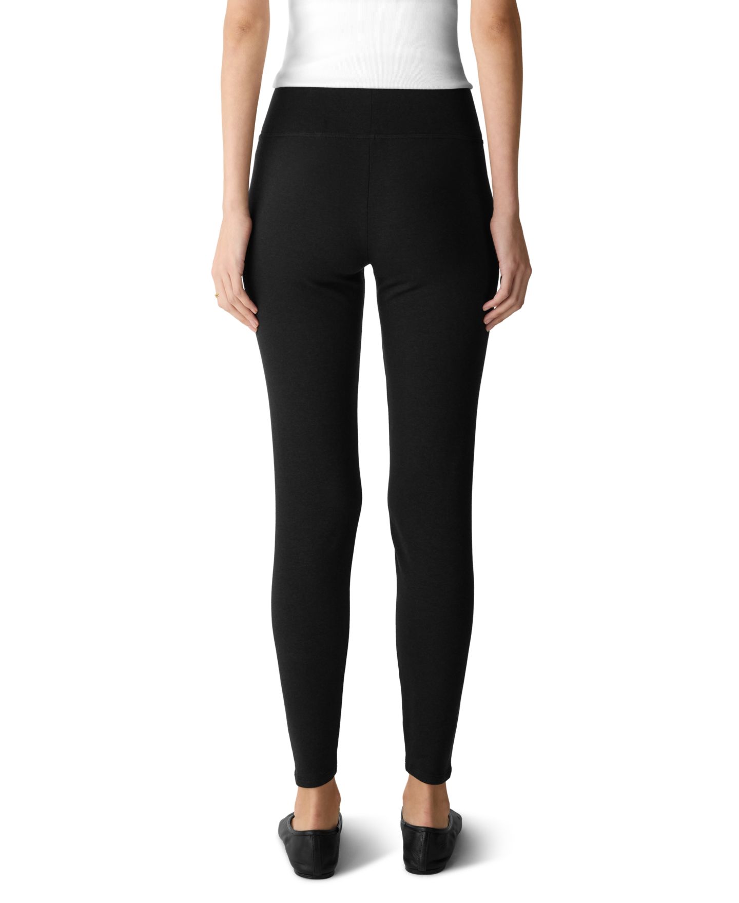 Женские укороченные легинсы Eileen Fisher с высокой посадкой и флисовой подкладкой, цвет: Чёрный — фото 4