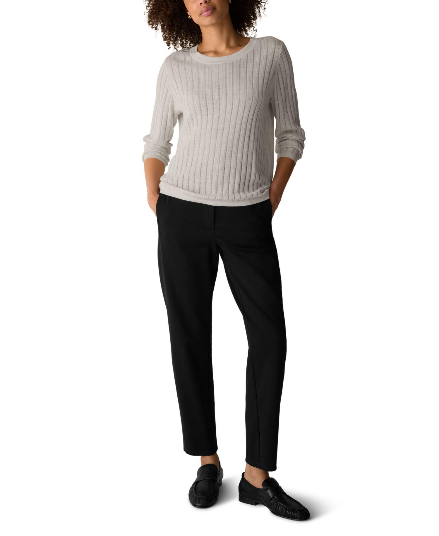 Women's Crewneck Long-Sleeve Merino Wool Sweater