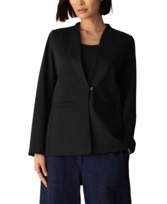 Petite Stretch V-Neck Long-Sleeve Blazer