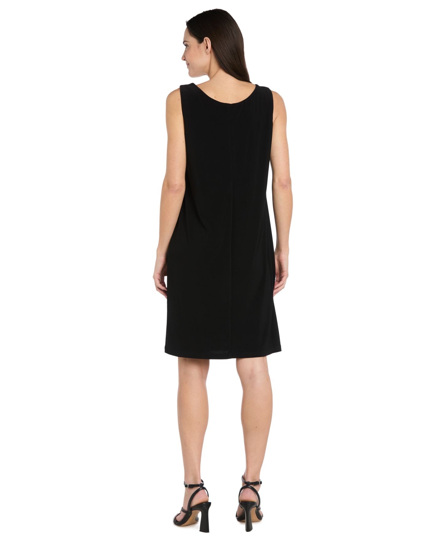 Женские платья R & M Richards Petite The Bianca V-Neck 3/4-Sleeve A-Line Dress and Jacket, 2-Piece Set, цвет: Чёрный / Слоновая кость — фото 4