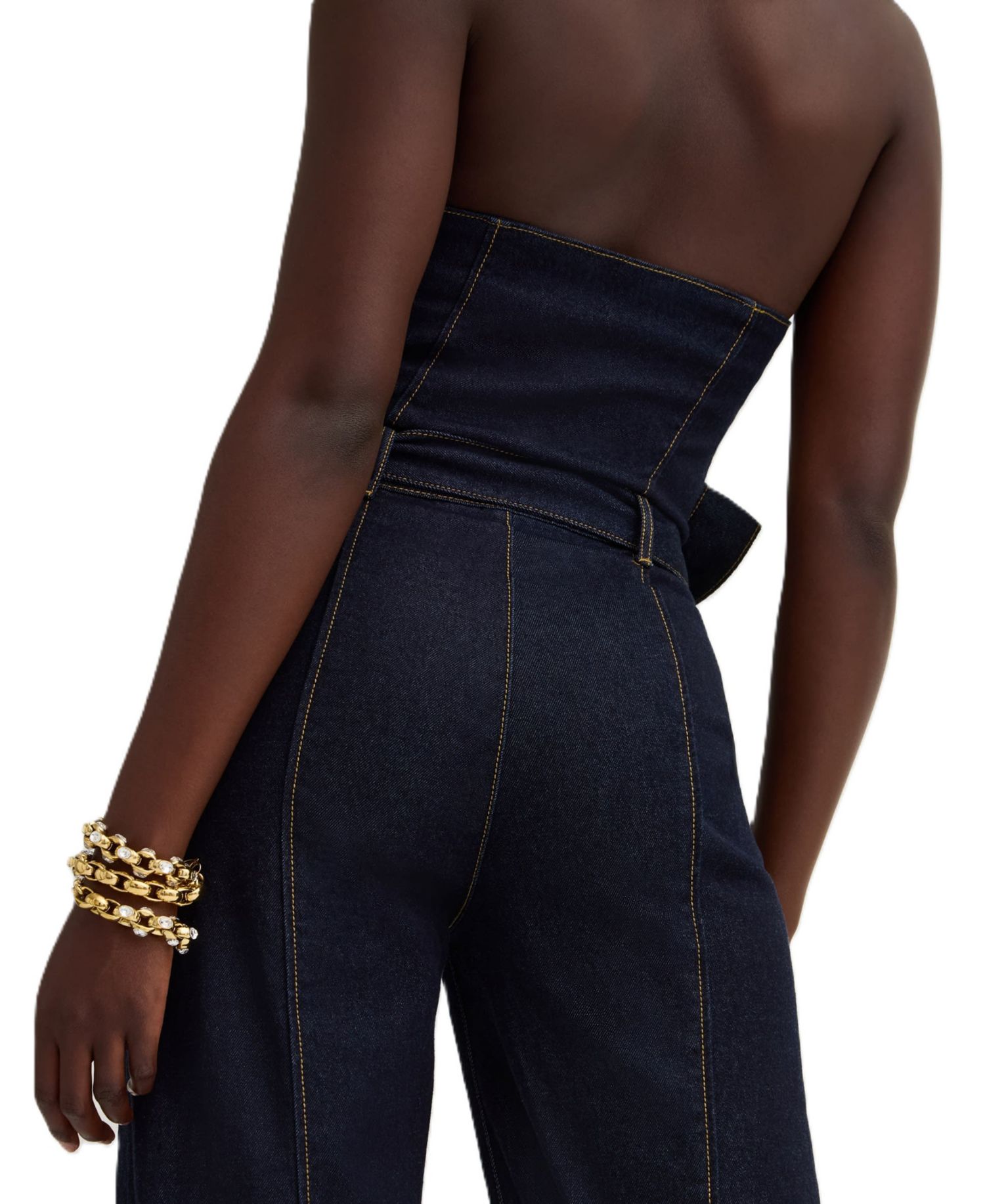 Women's Emory Sleeveless Halter Wide-Leg Denim Jumpsuit