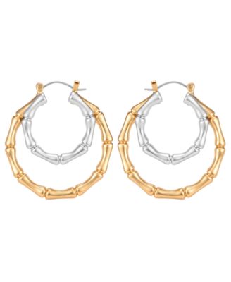 Two-Tone Mixed Texture Hoop Earrings