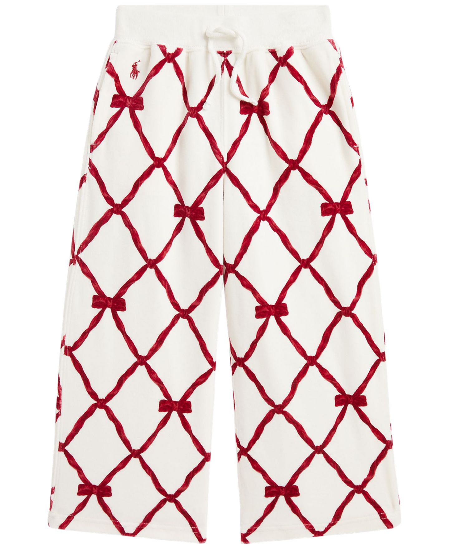 Брюки Polo Ralph Lauren Velour Wide-Leg Sweatpant для девочек, цвет: С принтом — фото 1