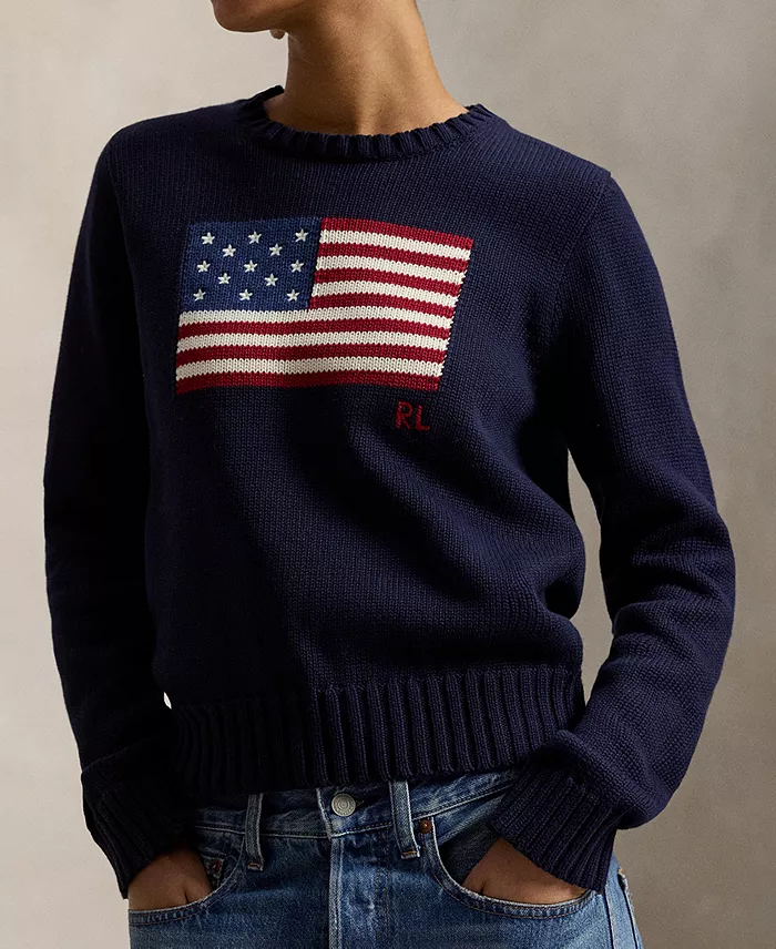 Women's Flag Cotton Crew Neck Sweater - thumbnail 9