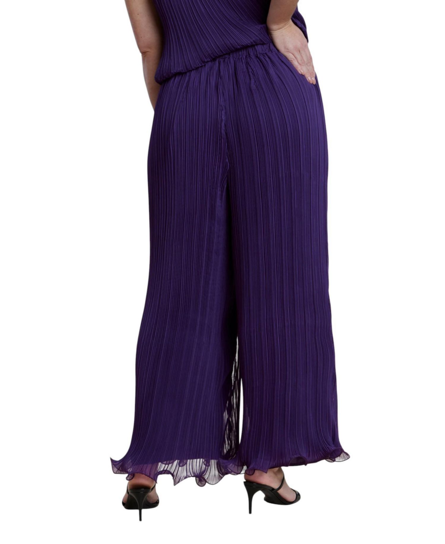 Plus Size High-Rise Wide-Leg Plisse Pant