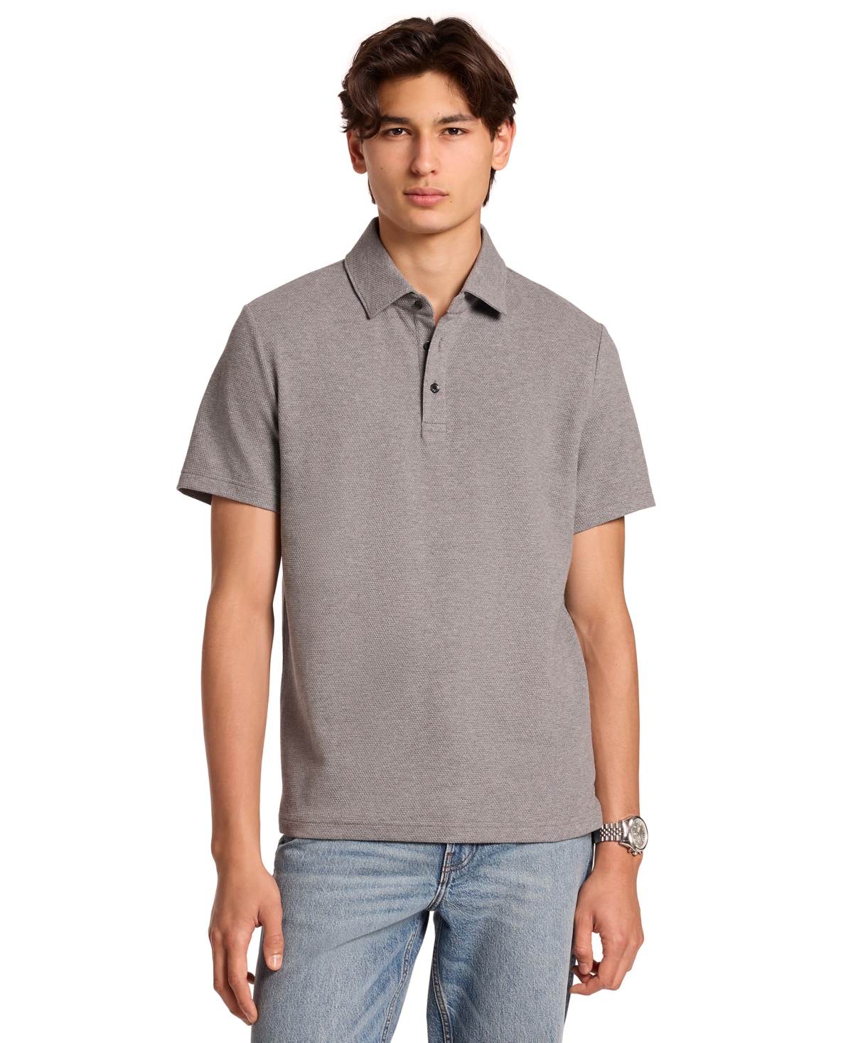 Michael Kors Men's Short Sleeve Bubble Knit Polo Shirt