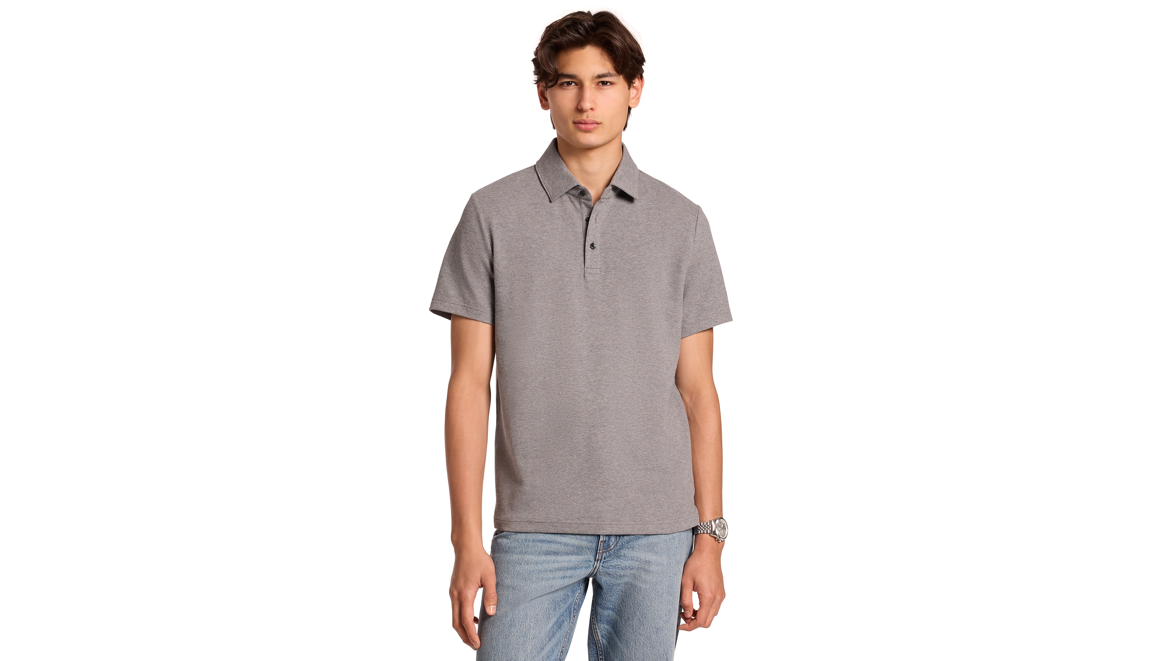 Michael Kors Men's Short Sleeve Bubble Knit Polo Shirt