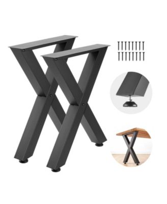 29.5 Inch X-Frame Steel Table Legs 23.6 Inch Wide 2204 Lbs Load Capacity Set of 2