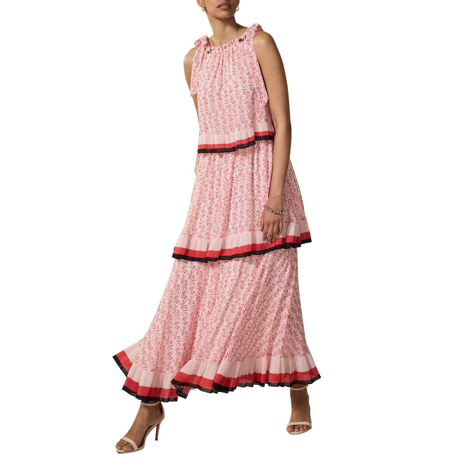 Women's Printed Halter Tiered Midi Dress