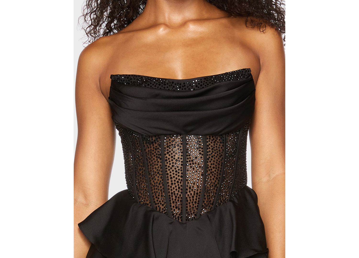 Juniors' Strapless Corset Lace-Up Back Mini Dress